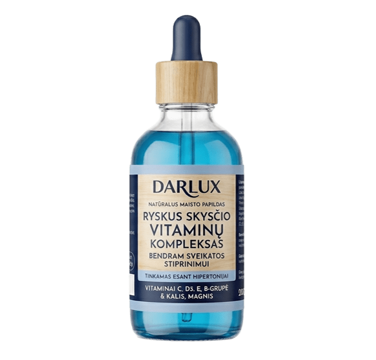 Darlux — skystas vitaminų ir mineralų kompleksas, buteliukas